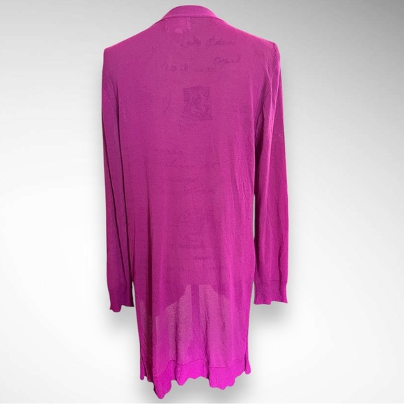 BETSEY'S BOUTIQUE SHOP Tissue Button Fuchsia Long Cardigan Med | NWOT - Picture 3 of 10